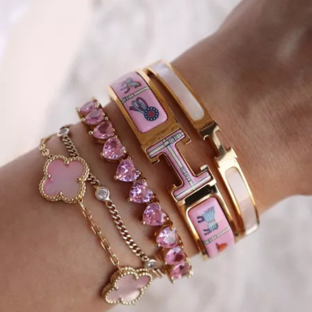 Bracelet De Tennis Avec Cœur Rose