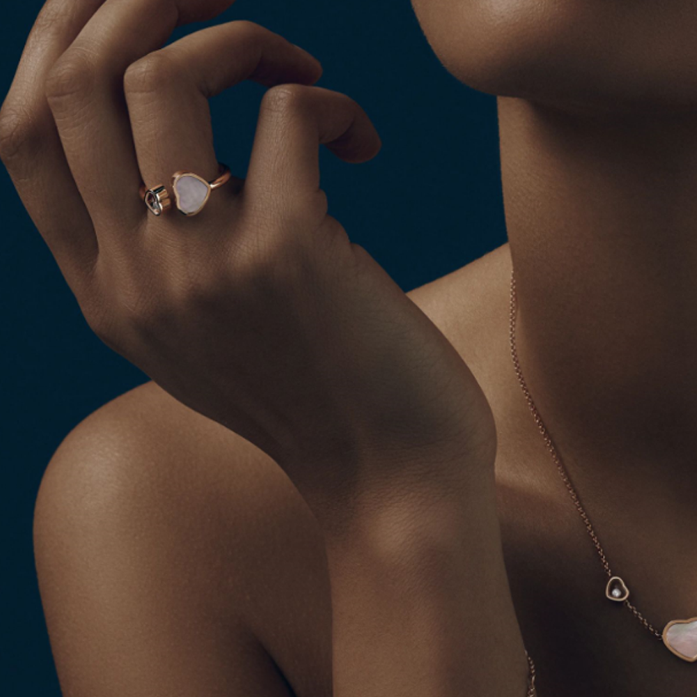 Bague Herz - Or rose / Blanc