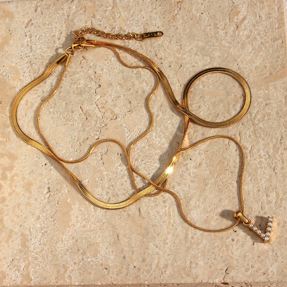 Collier En Or Avec Lettre Initiale Superposée Fiona