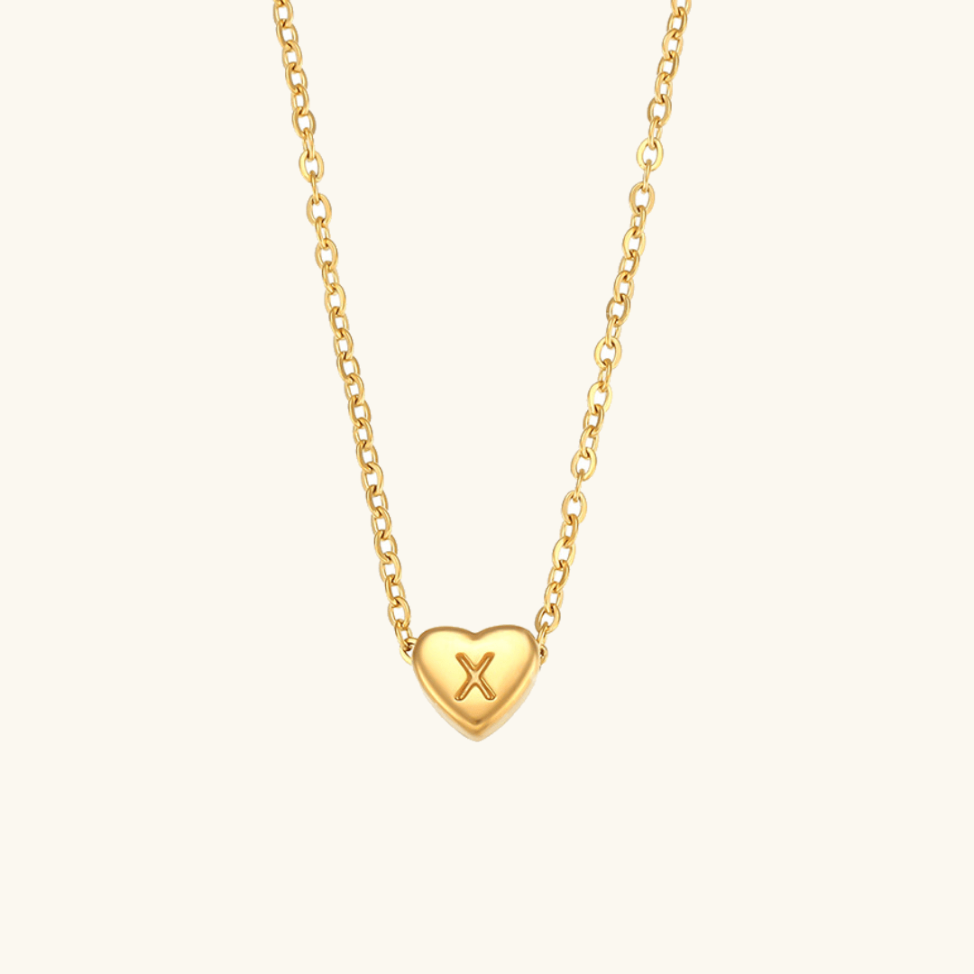 Collier en Or avec Initiale en Forme de Cœu