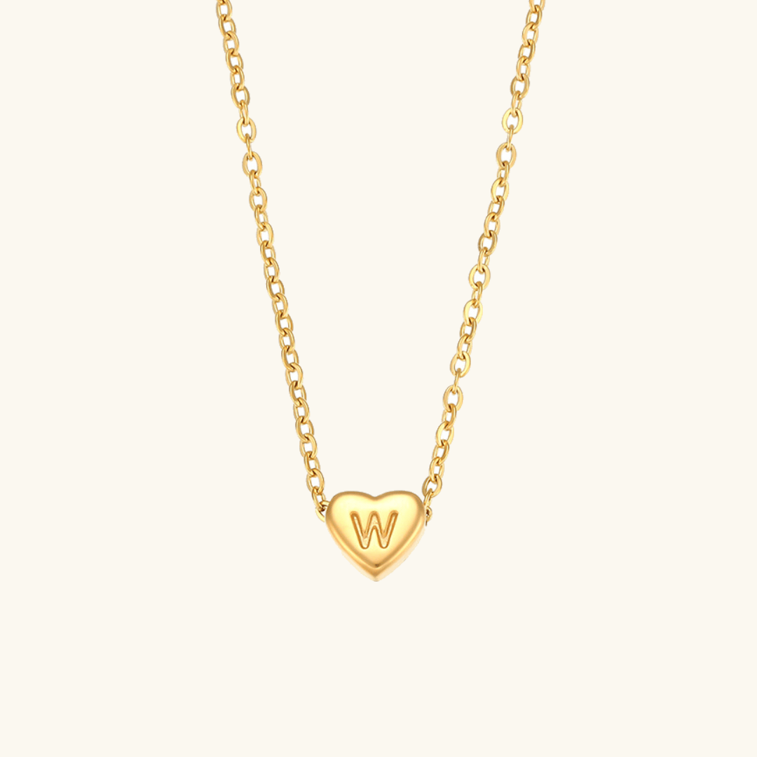 Collier en Or avec Initiale en Forme de Cœu