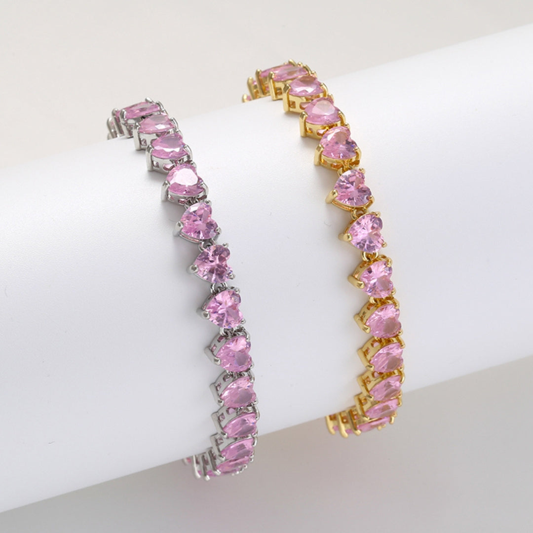 Bracelet De Tennis Avec Cœur Rose
