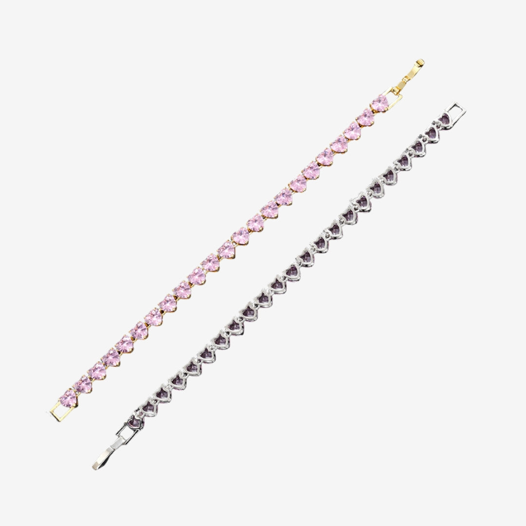 Bracelet De Tennis Avec Cœur Rose