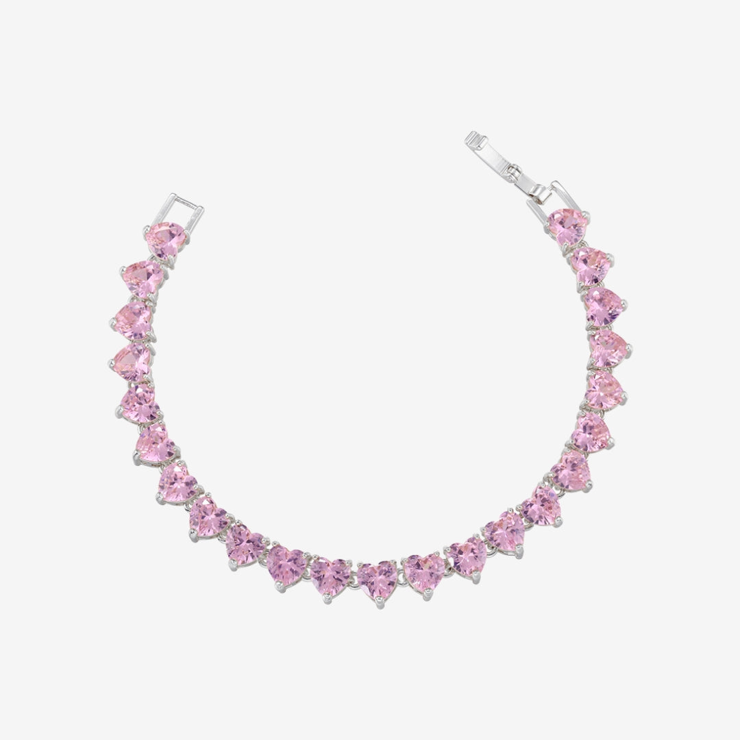 Bracelet De Tennis Avec Cœur Rose