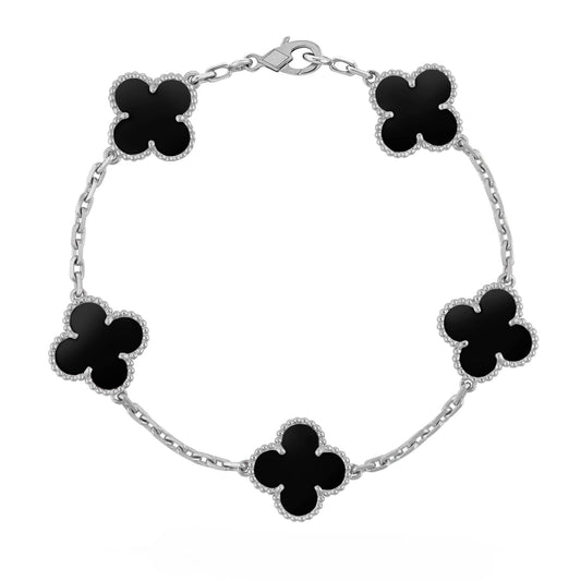 Trèfle | Bracelet – Noir Argent
