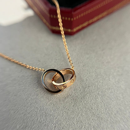 Collier D'amour Double Anneau | Or Rose