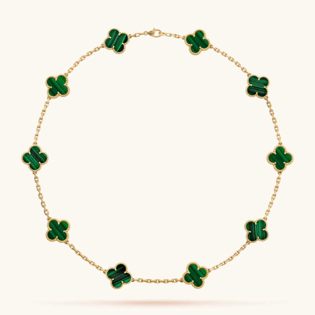 Trèfle | Multi-Pendant Collier – Vert Or