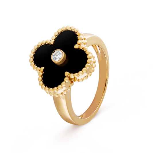 Bague en Ambre - Noir / Or