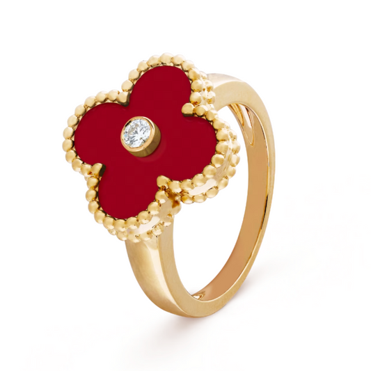 Bague en Ambre - Rouge / Or
