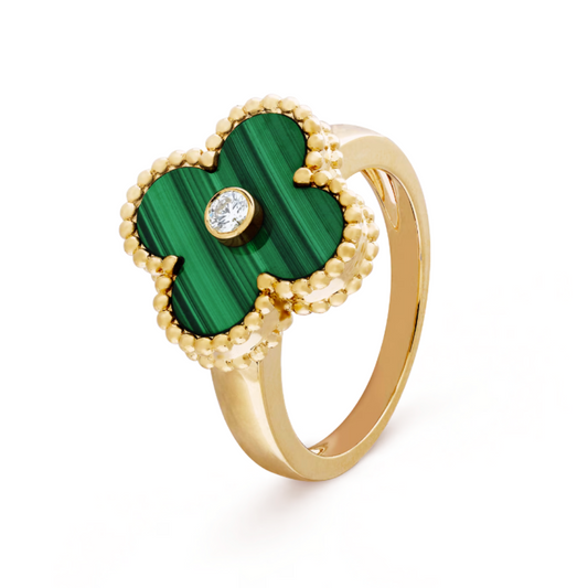 Bague en Ambre - Vert / Or