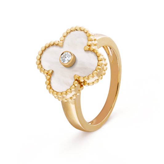 Bague en Ambre - Blanc / Or
