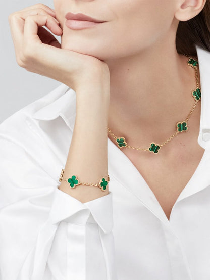 Trèfle | Multi-Pendant Collier – Vert Or
