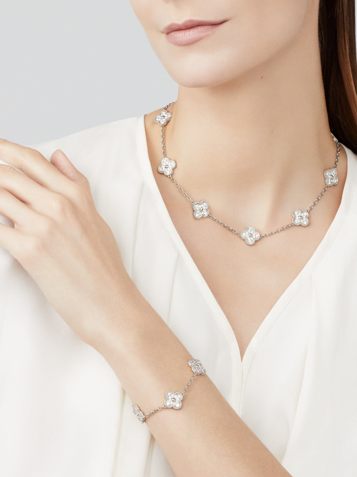 Trèfle | Multi-Pendant Zirconia Collier – Argent