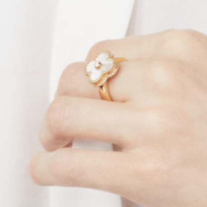 Bague en Ambre - Blanc / Or