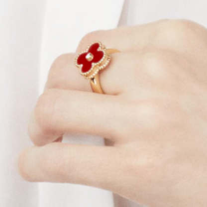 Bague en Ambre - Rouge / Or