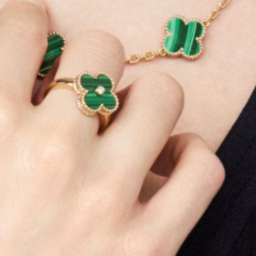 Bague en Ambre - Vert / Or