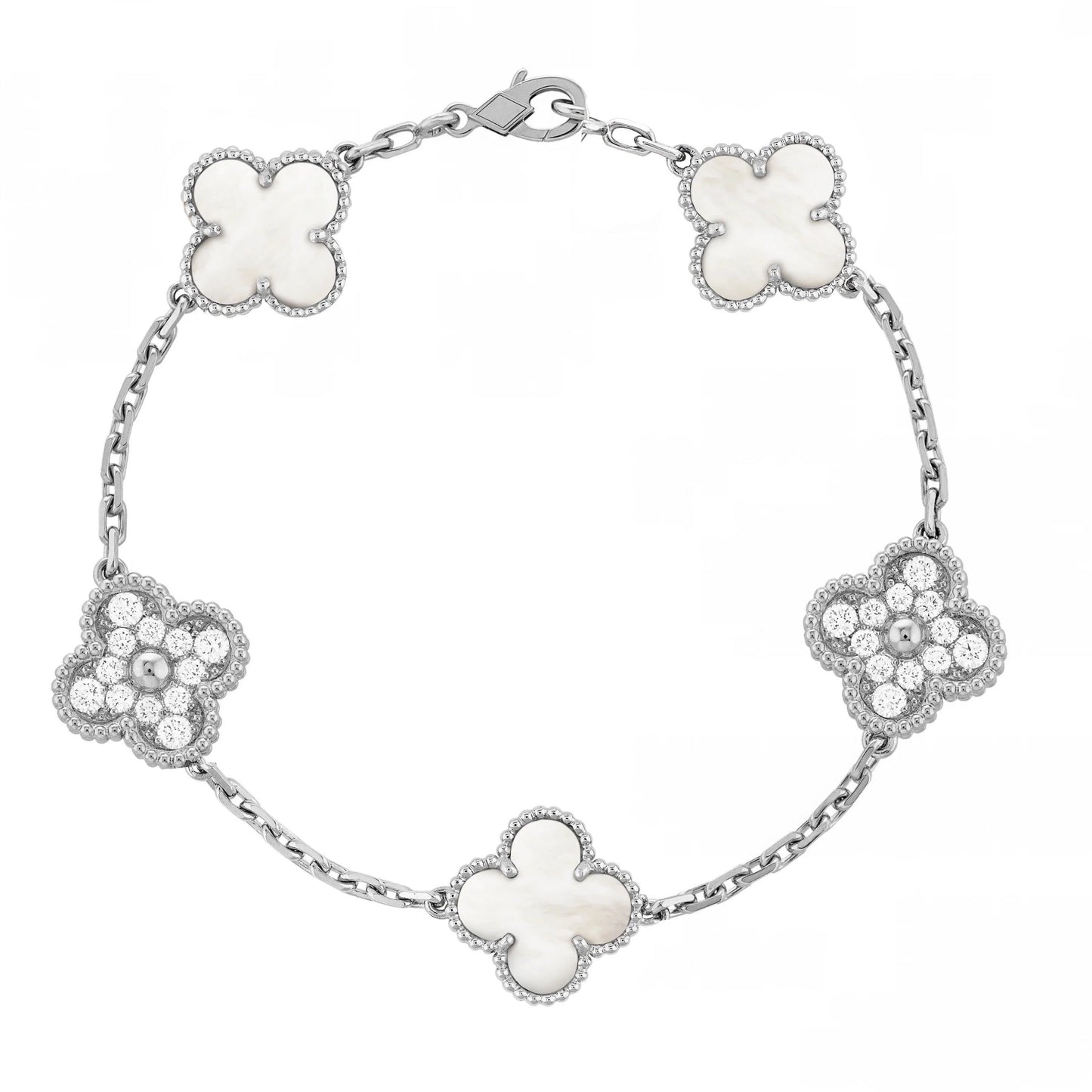 Trèfle | Zirconia Bracelet – White Argent