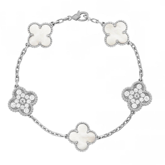 Trèfle | Zirconia Bracelet – White Argent