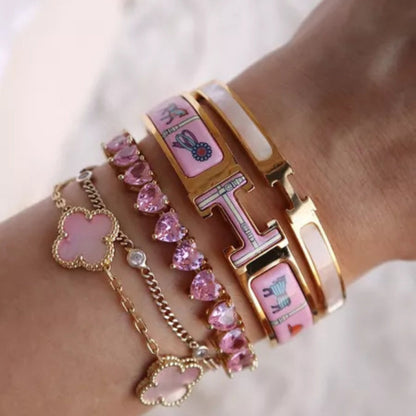 Bracelet De Tennis Avec Cœur Rose