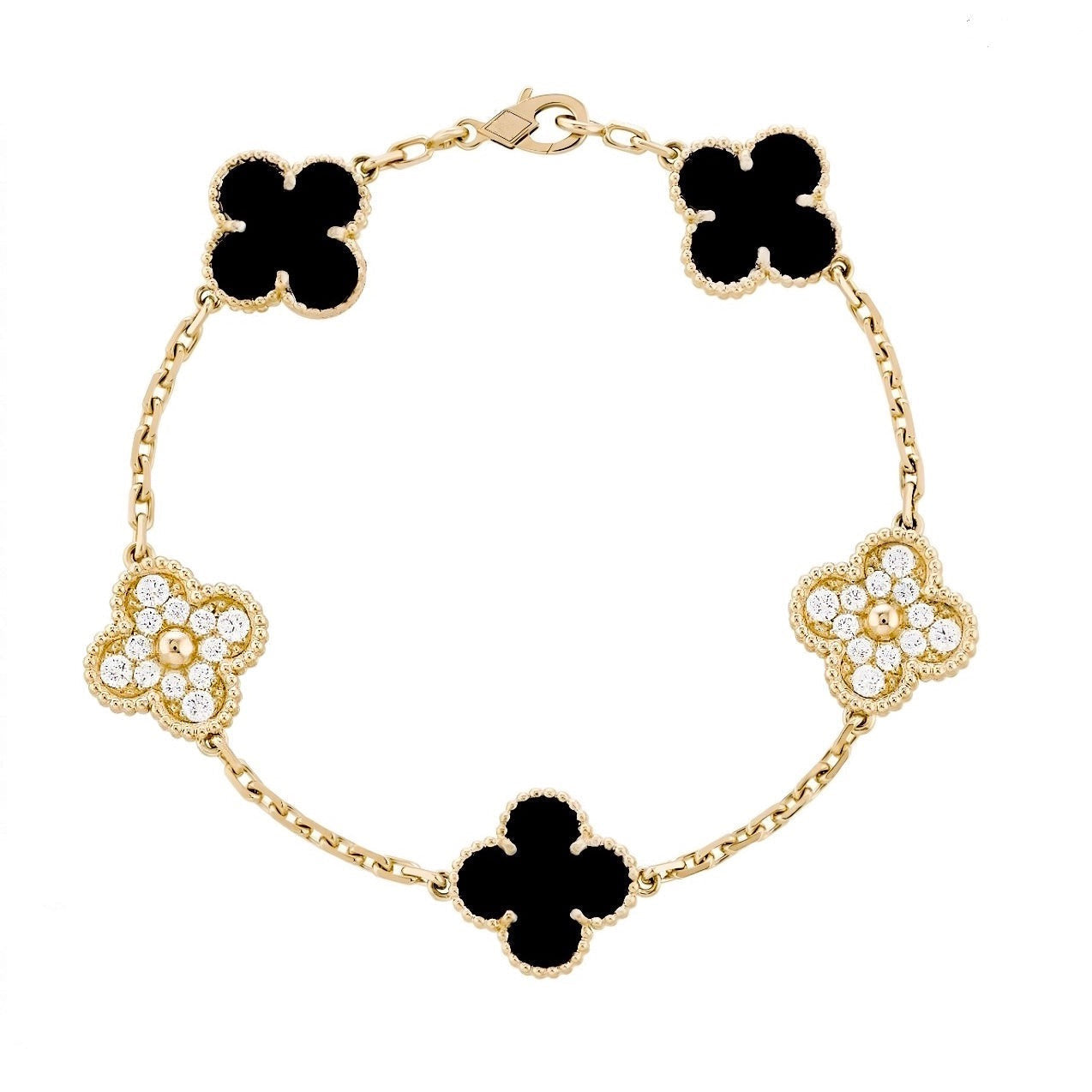 Trèfle | Zirconia Bracelet – Noir Or