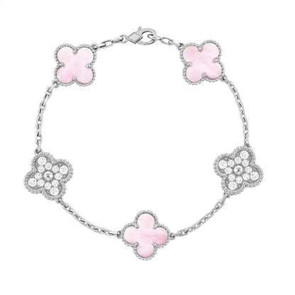 Trèfle | Zirconia Bracelet – Pink Argent