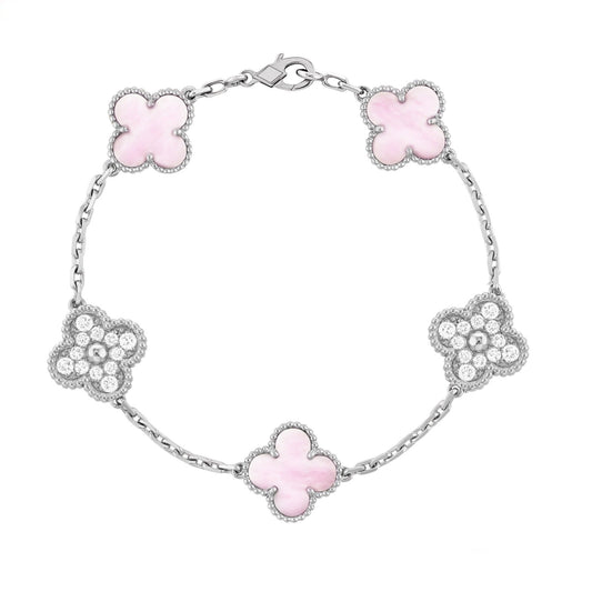 Trèfle | Zirconia Bracelet – Pink Argent