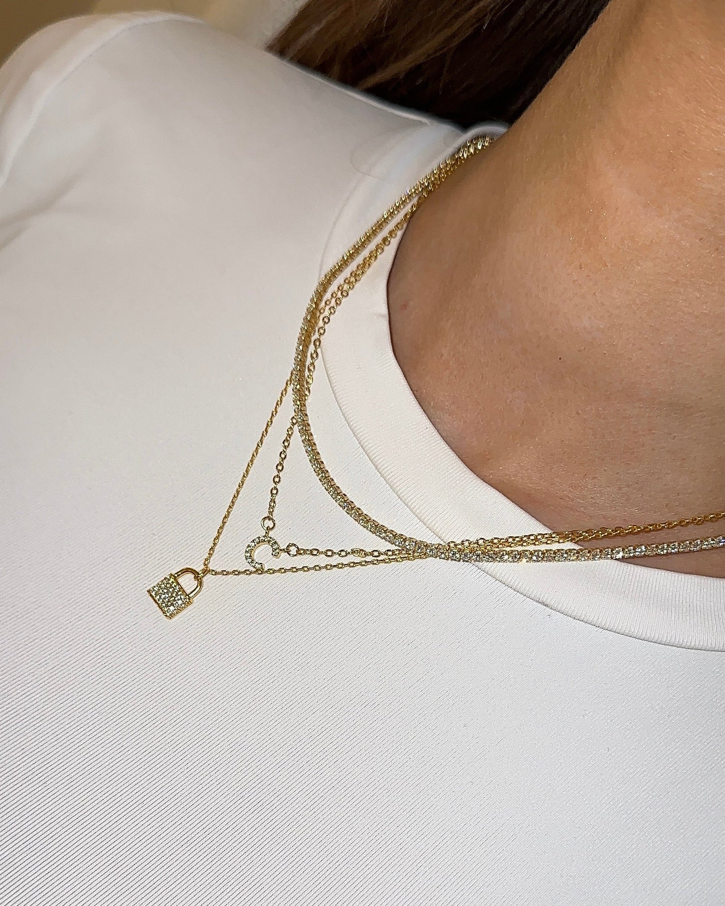 Collier Initial Or