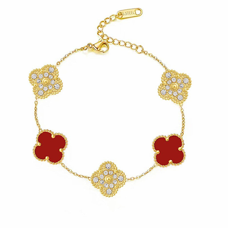 Trèfle | Zirconia Bracelet – Rouge