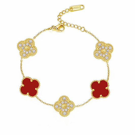 Trèfle | Zirconia Bracelet – Rouge