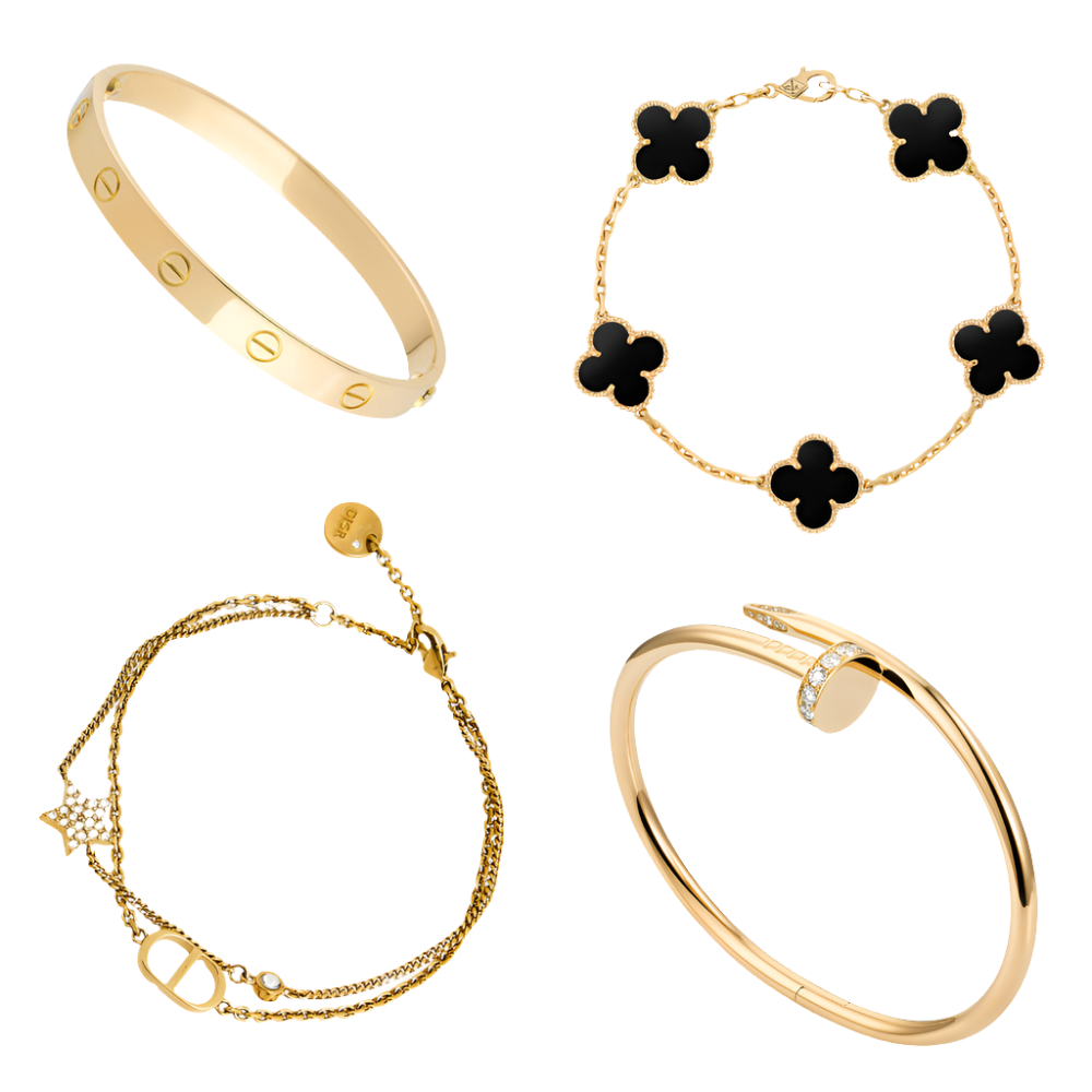 Ensemble de Bracelets Empilables Noir Doré