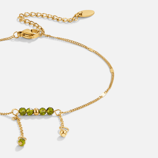 Bracelet de cheville à frange en perles vertes Arizona