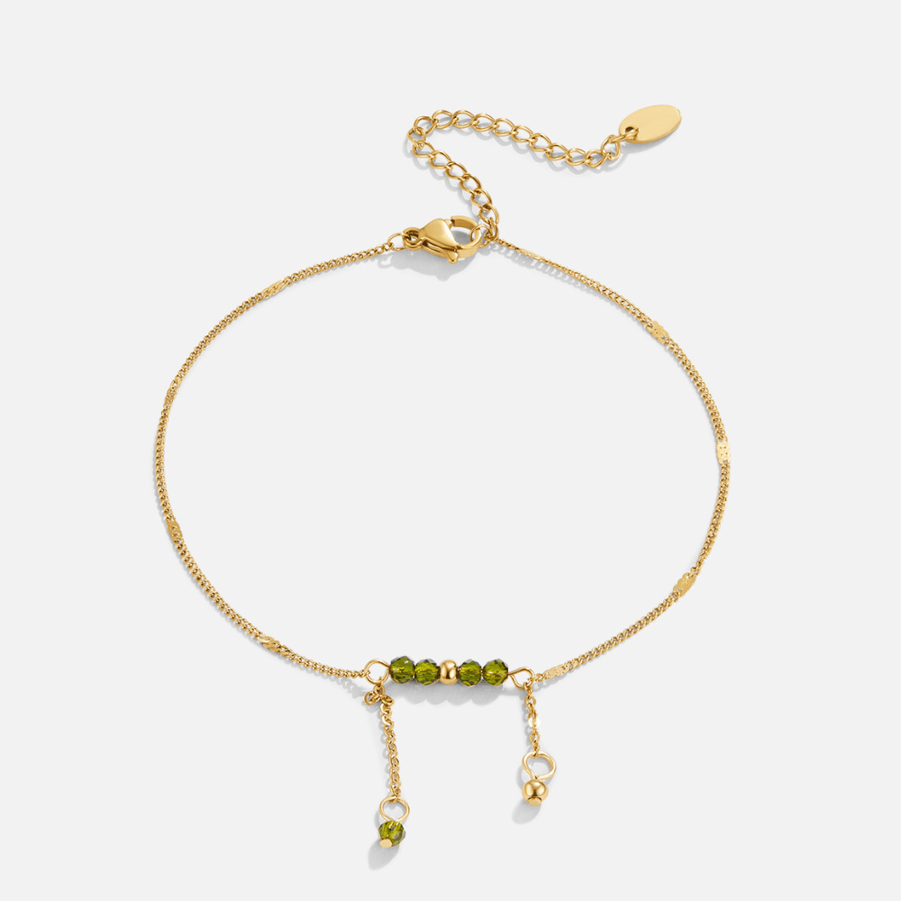 Bracelet de cheville à frange en perles vertes Arizona