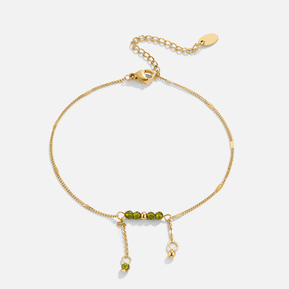 Bracelet de cheville à frange en perles vertes Arizona