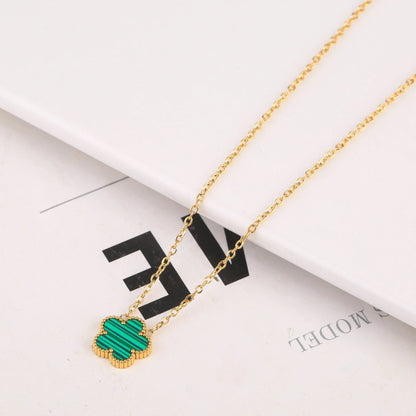 Trèfle | Pendant Collier – Vert Or