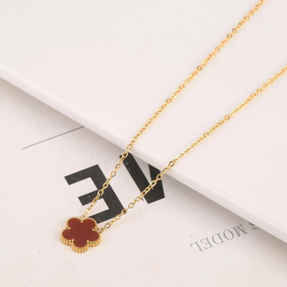 Trèfle | Pendant Collier – Rouge Or