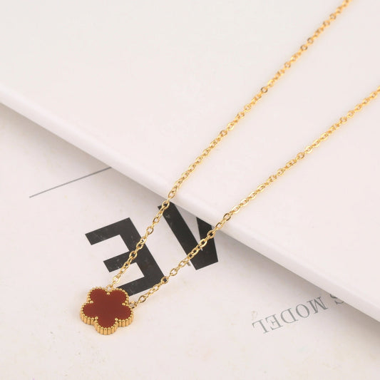 Trèfle | Pendant Collier – Rouge Or
