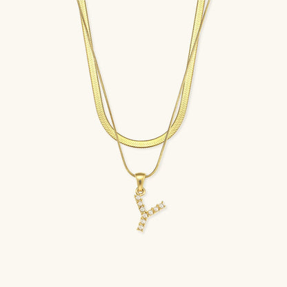Collier En Or Avec Lettre Initiale Superposée Fiona