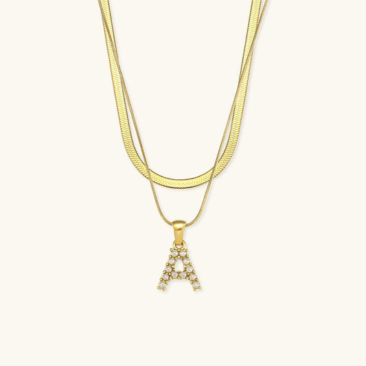 Collier En Or Avec Lettre Initiale Superposée Fiona