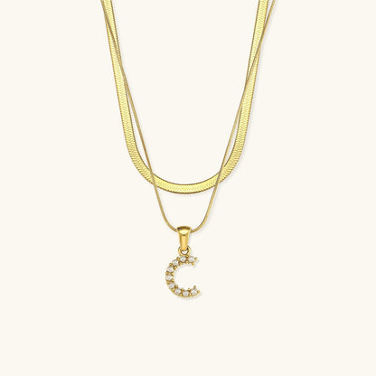 Collier En Or Avec Lettre Initiale Superposée Fiona