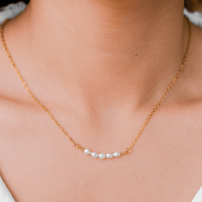 Collier en Perles d'Eau Douce Fleur en Or