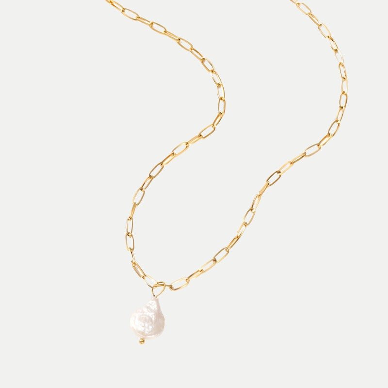 Collier Chaîne Trombone avec Pendentif en Perles Hanalei