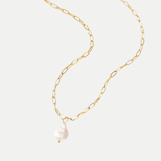 Collier Chaîne Trombone avec Pendentif en Perles Hanalei