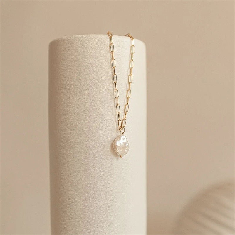 Collier Chaîne Trombone avec Pendentif en Perles Hanalei