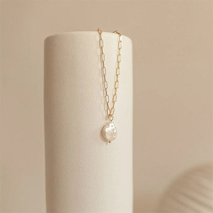 Collier Chaîne Trombone avec Pendentif en Perles Hanalei