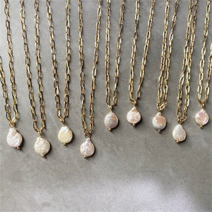 Collier Chaîne Trombone avec Pendentif en Perles Hanalei