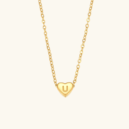 Collier en Or avec Initiale en Forme de Cœu