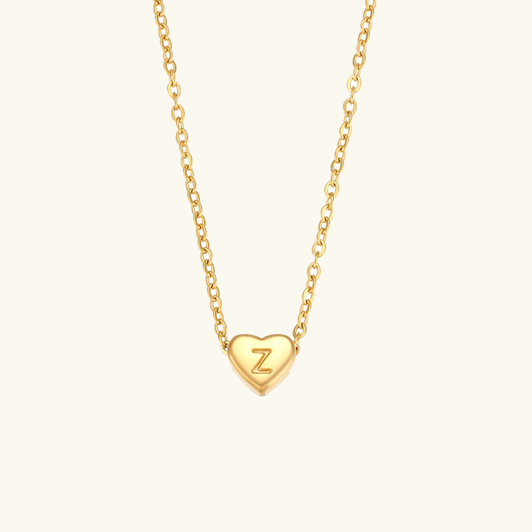 Collier en Or avec Initiale en Forme de Cœu