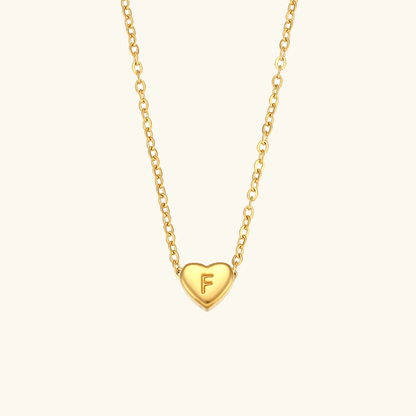 Collier en Or avec Initiale en Forme de Cœu
