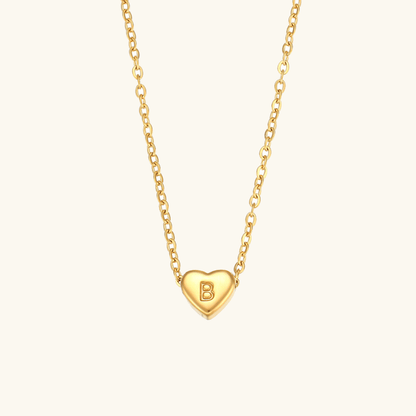 Collier en Or avec Initiale en Forme de Cœu