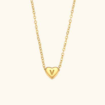 Collier en Or avec Initiale en Forme de Cœu